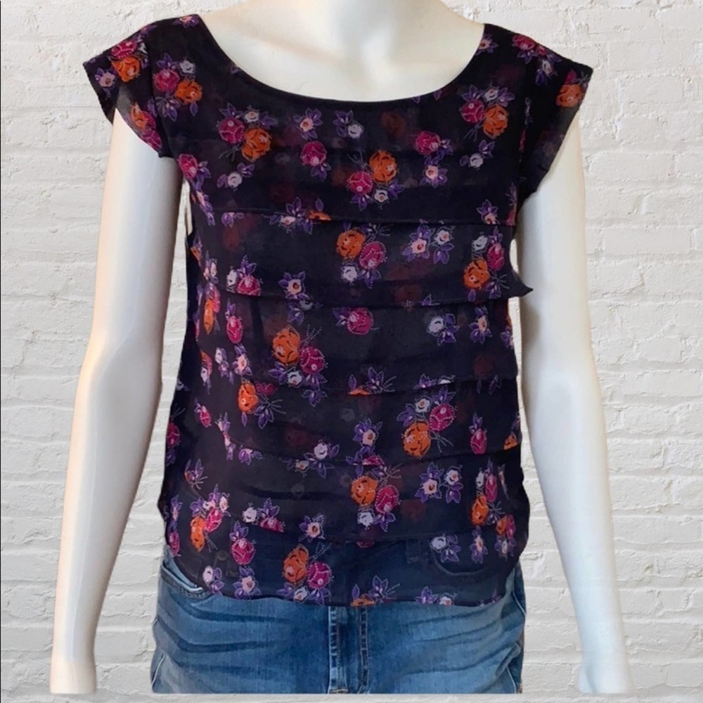 Semi-Sheer Navy Top